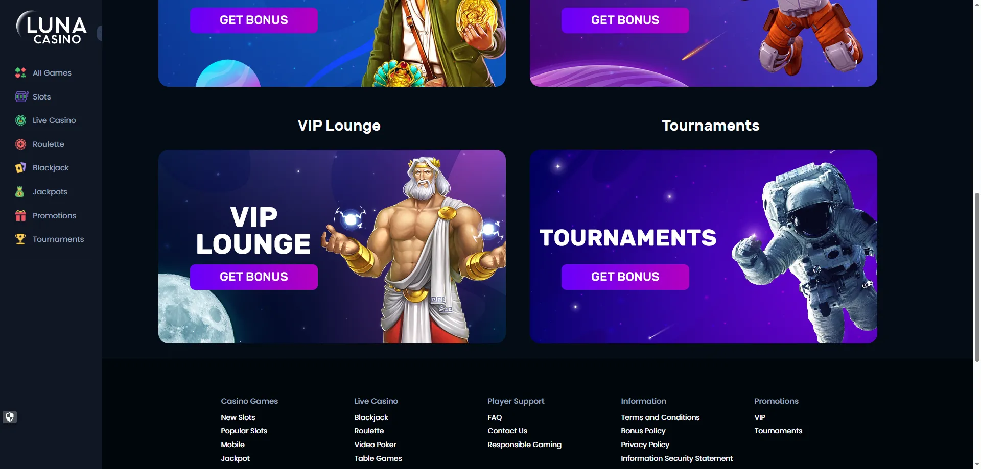 Programa VIP de 6 niveles y bonos exclusivos en Luna Casino