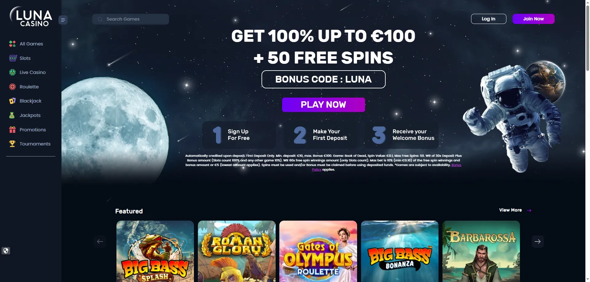 Tabla de bonos y promociones activas en Luna Casino España 2026